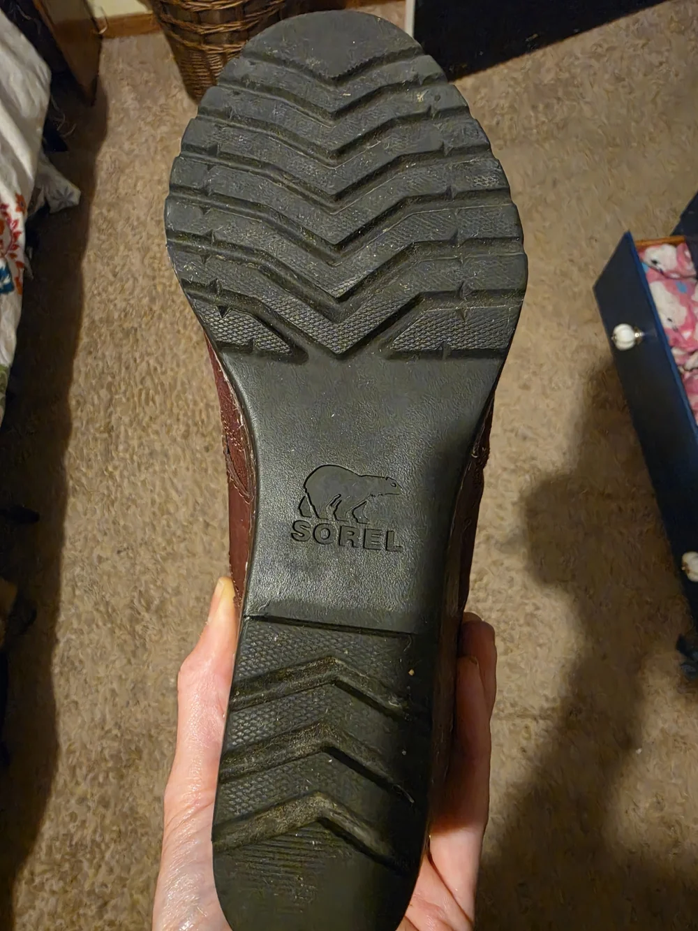 Sorel Wedge Ankle Boots in Maroon Suede